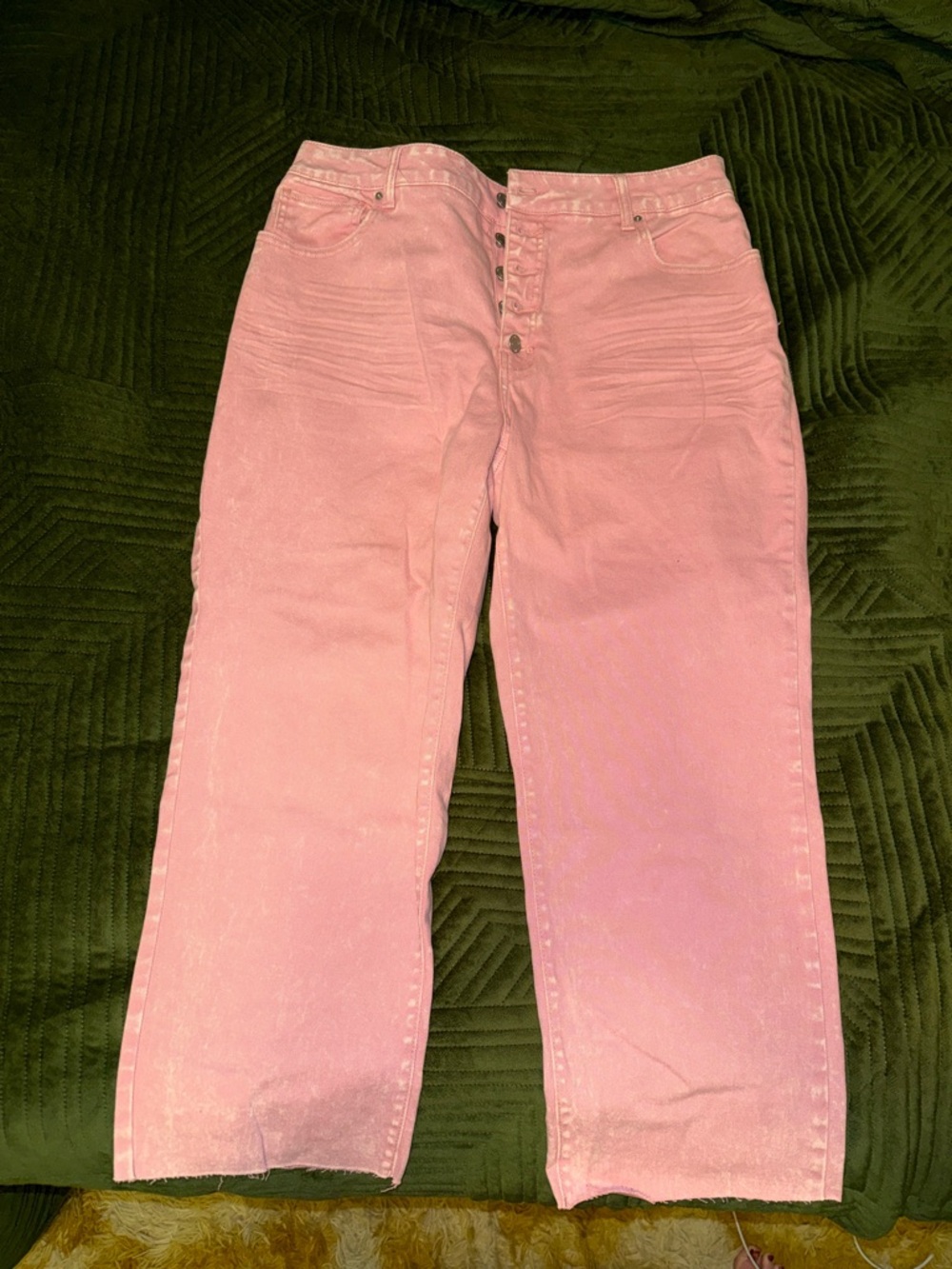 Time and Tru Button-Front Straight Leg Pink Jeans